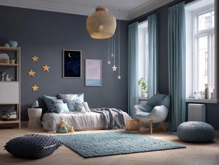 Kinderzimmer grau streichen und mit Wanddeko gestalten