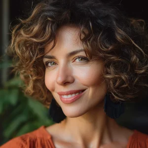 kinnlange lockige haare