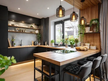 Küchengestaltung in U-Form für eine halboffene Optik