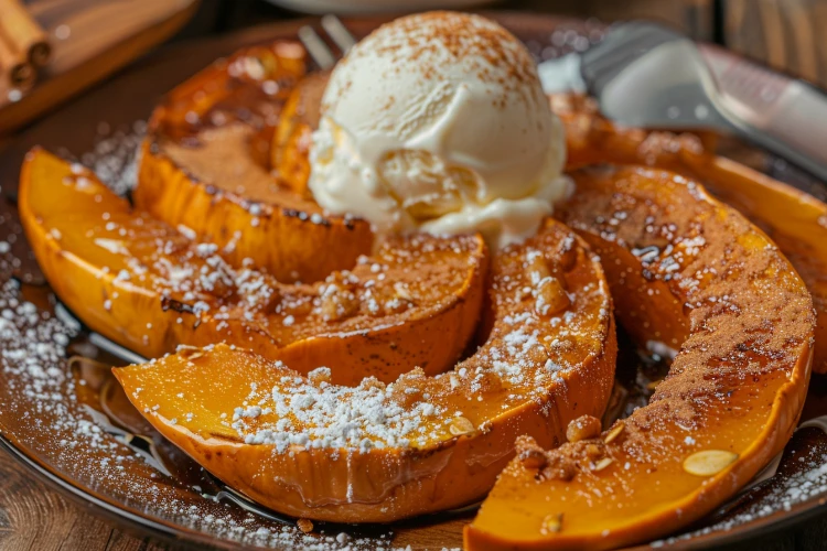 kürbis aus dem airfryer mit eiscreme