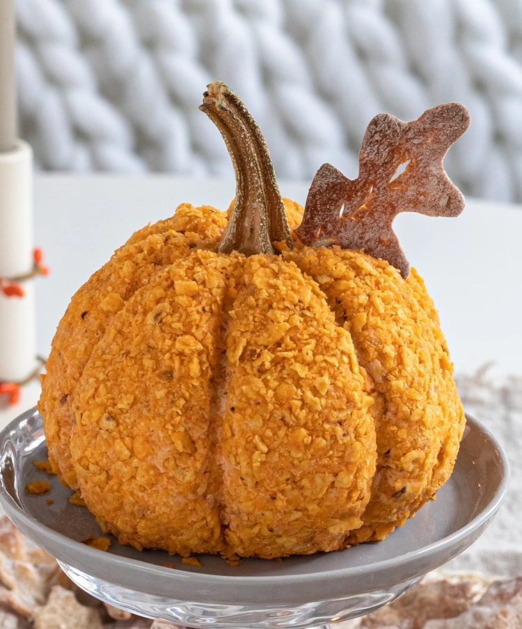 kürbis cheeseball mit knuspriger kruste