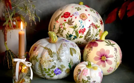 Kürbis mit Blumen dekorieren - Gepresste Blüten für romantische Herbstdeko