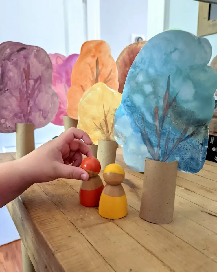 Malen mit Wasserfarben Herbstbäume selber gestalten