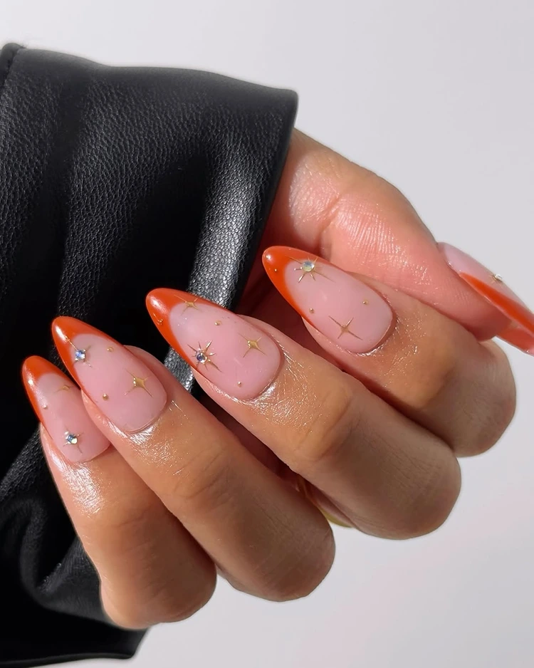 pumpkin spice french nails herbst 2025