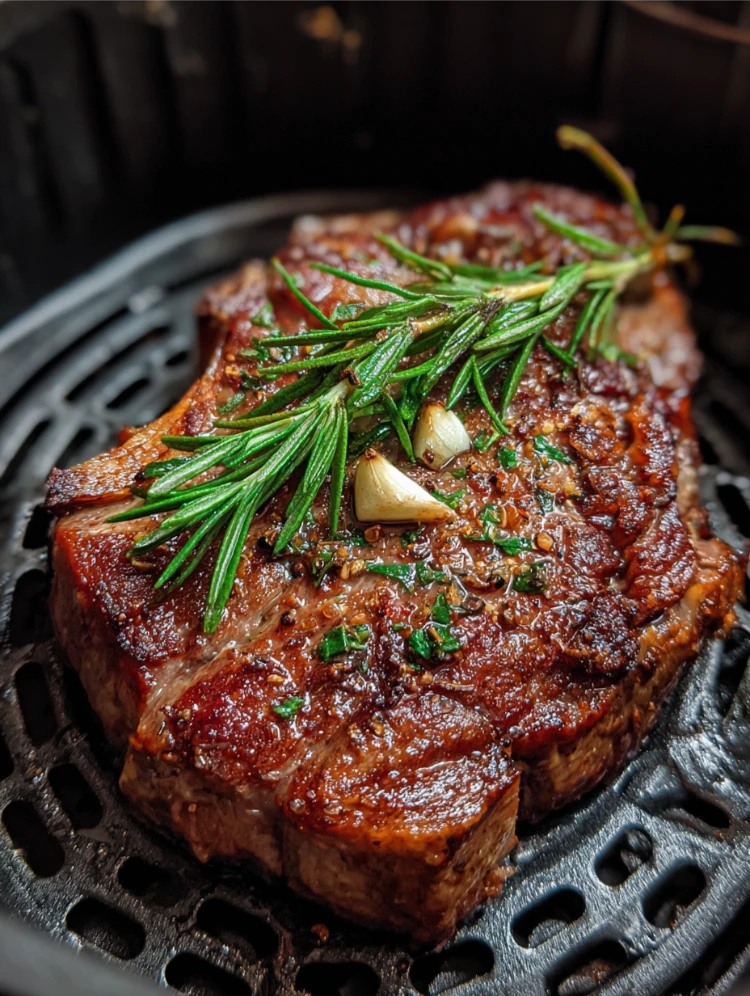 ribeye steak (entrecôte) mit rosmarin und knoblauch aus dem airfryer