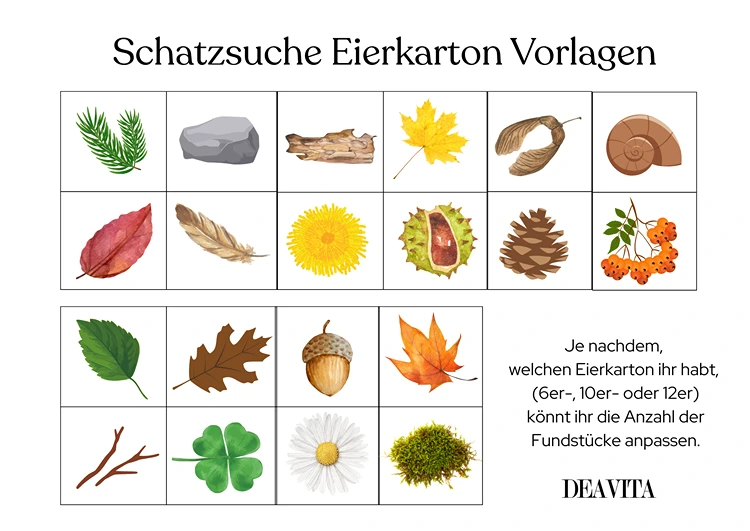 schatzsuche eierkarton vorlage herbst