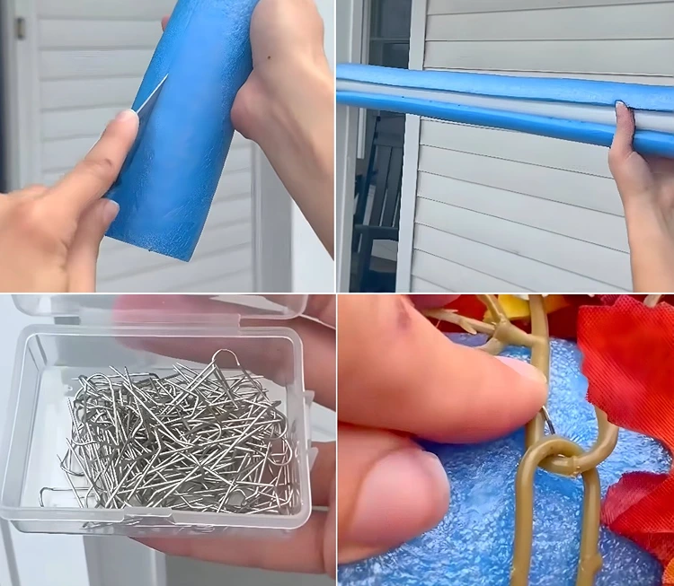 Schaumstoff aufschneiden und auf die ausziehbare Stange stecken