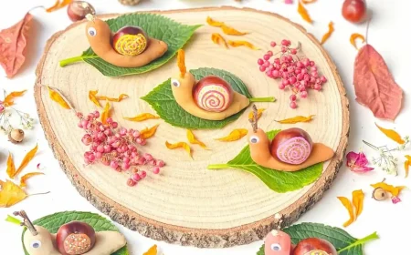 Schnecke aus Modelliermasse und Kastanien und anderen Naturmaterialien selber machen