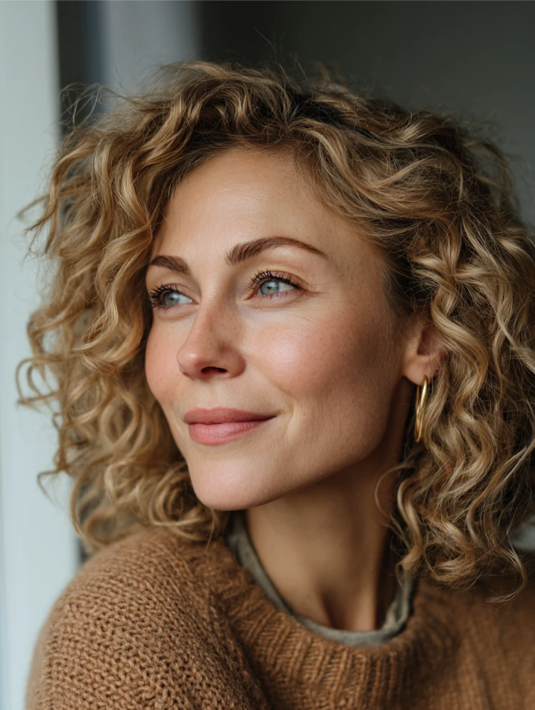 schulterlange lockige haare blond