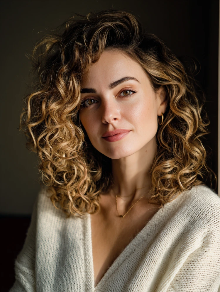 schulterlange lockige haare seitenscheitel