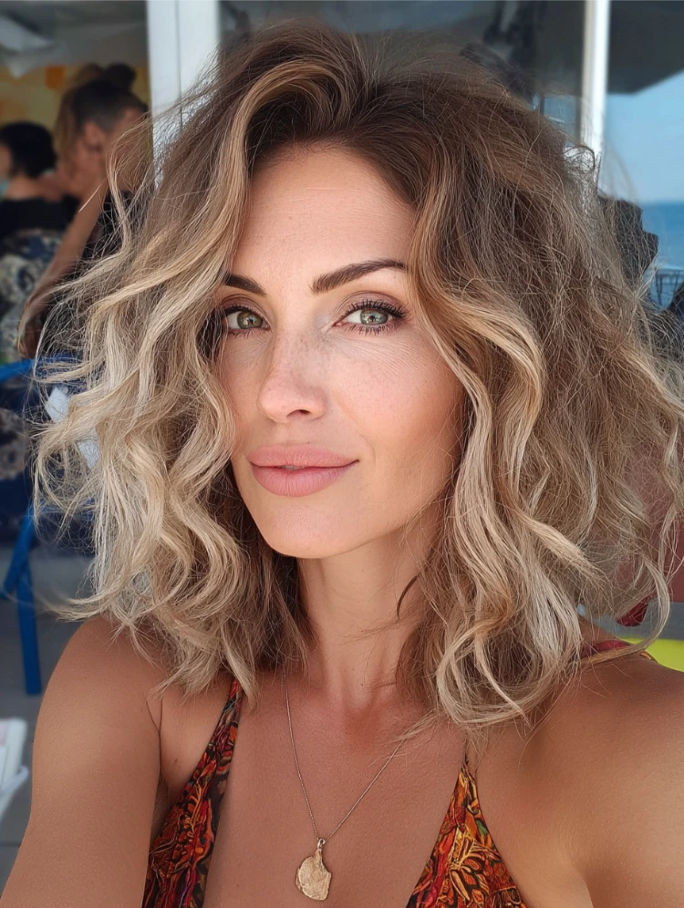 schulterlange lockige haare soft beach waves