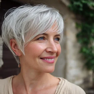 silbergrauer long pixie für frauen 60+