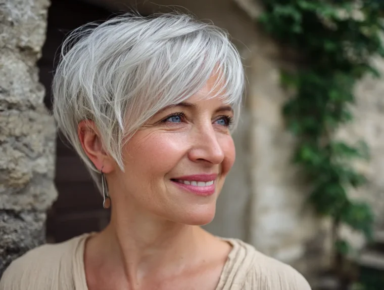 silbergrauer long pixie für frauen 60+