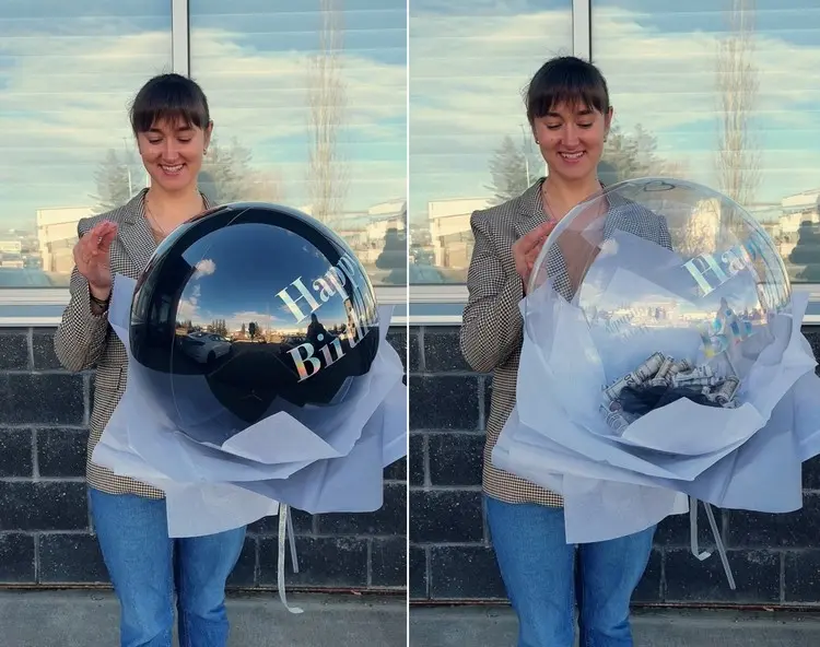 Verpackungsidee mit zwei Ballons für ein Geldgeschenk