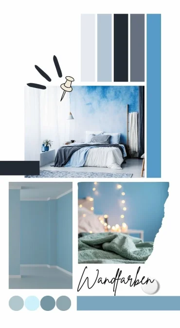 Wandgestaltung - ombre Wandfarbe mit Farbverlauf, Pastelblau und Decke in Himmelblau