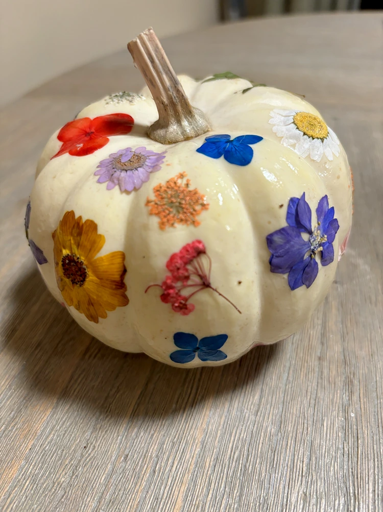 Wie Sie mit Serviettenkleber Kürbis mit Blumen dekorieren können