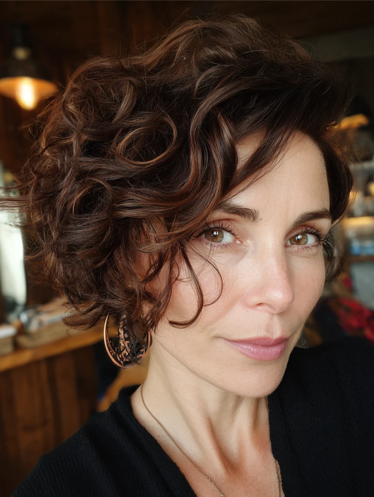 asymmetrischer lockiger bixie haarschnitt