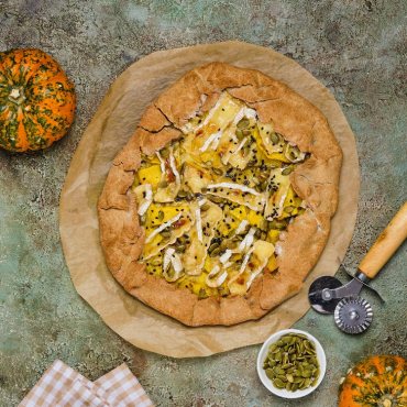 Backrezept für Galette mit Buchweizen, Kürbis und Brie