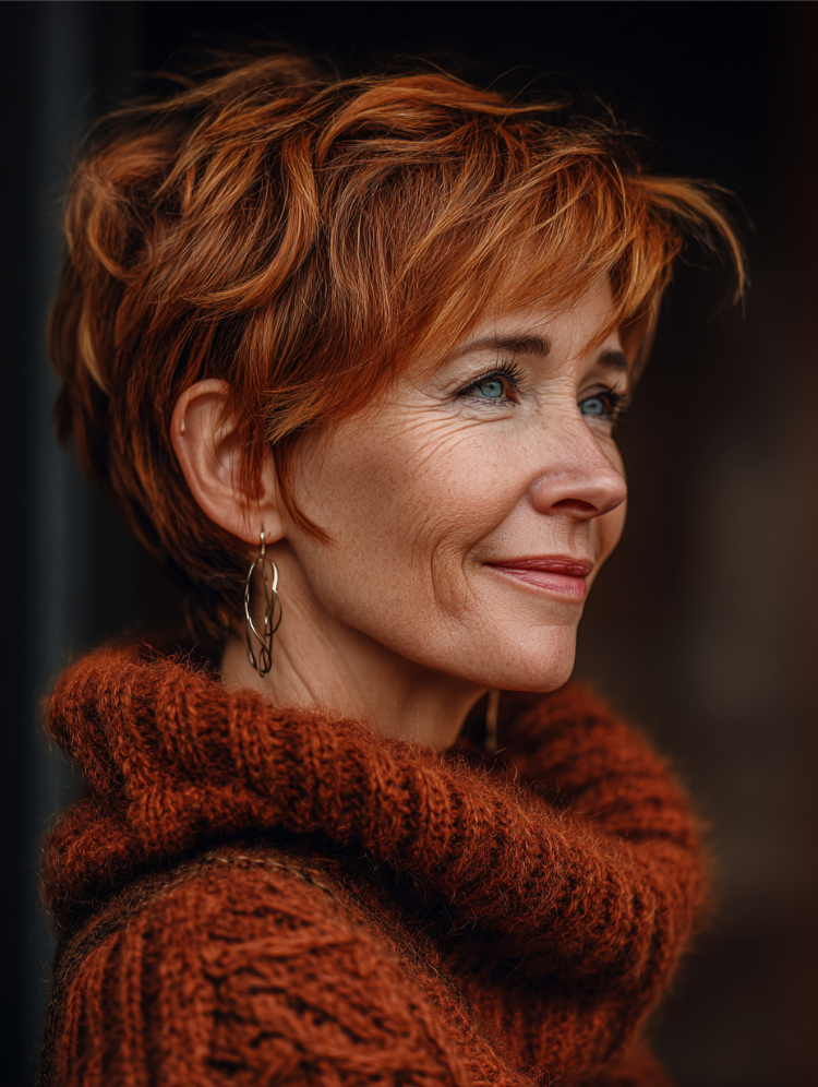 bixie haarschnitt in auburn farbe