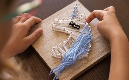 Fadenbild mit Einhorn selber machen mit Kindern