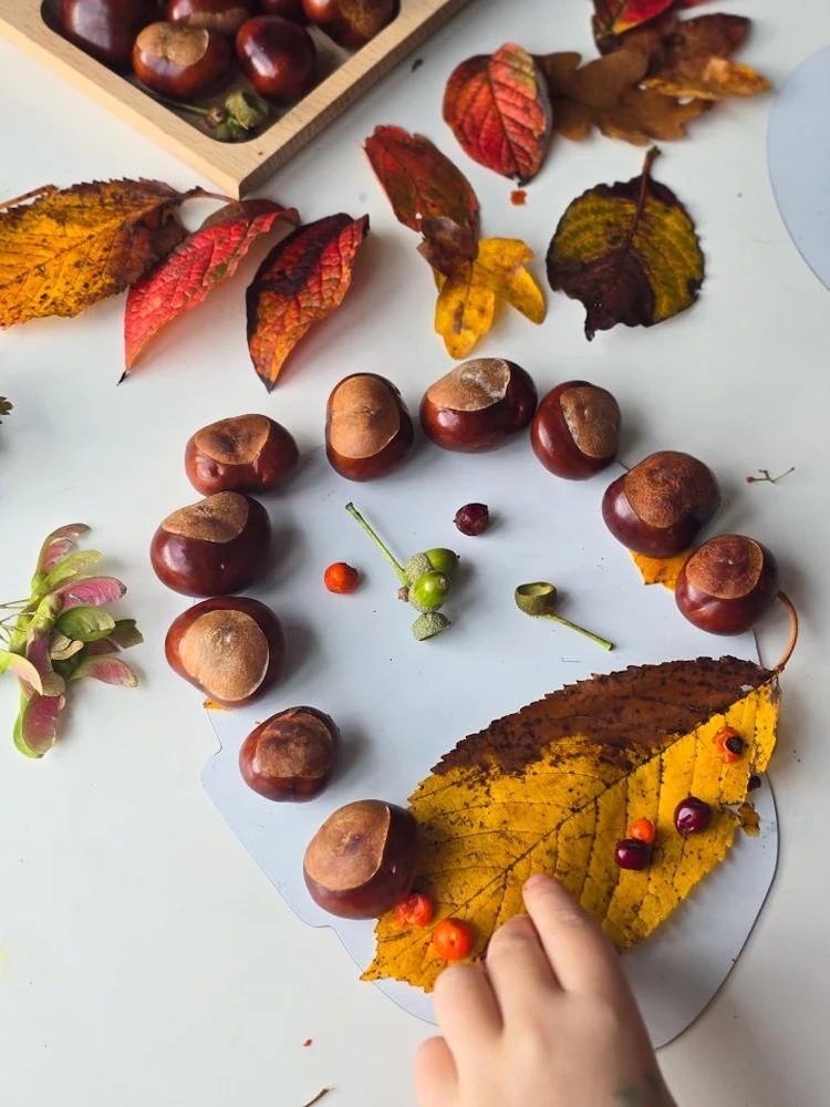 Gesichter aus Naturmaterialien gestalten Basteln für Grundschule