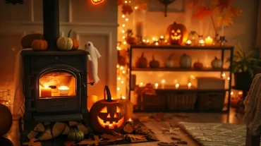 Halloween Deko Idee mit Kürbissen und Geistern