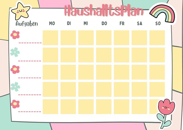 haushaltsplan für kinder vorlage