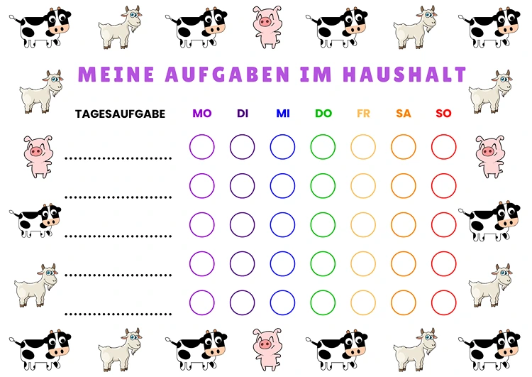 haushaltsplan mit kindern erstellen vorlage