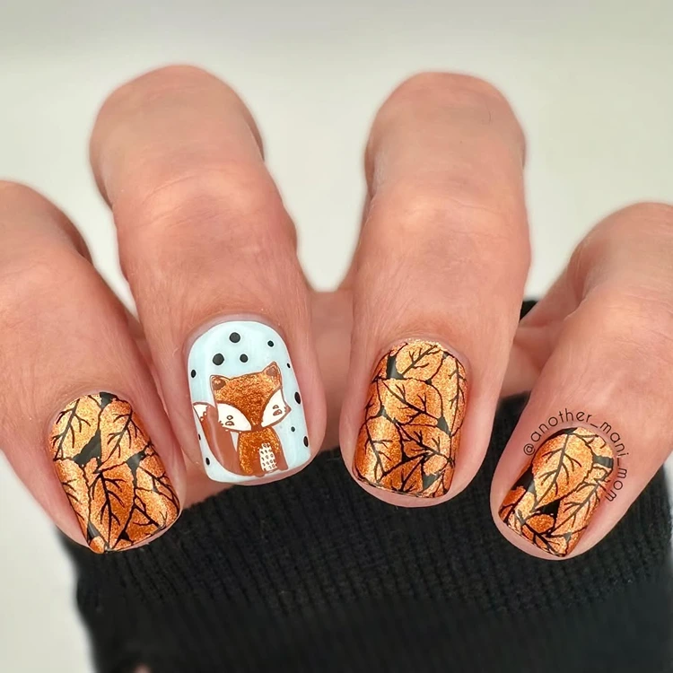 herbst nägel mit fuchs kupfer farbe