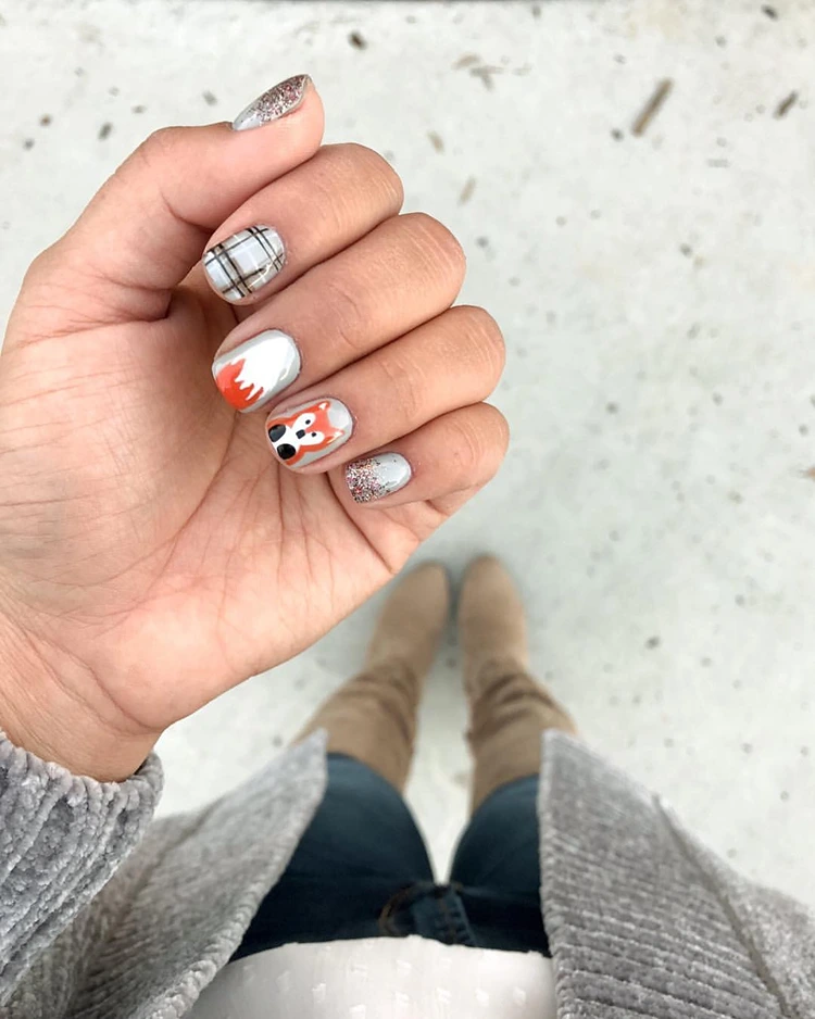 herbst nageldesign verspielt mit fuchs