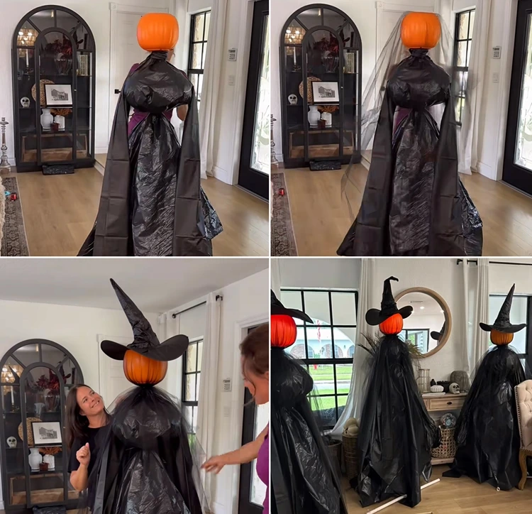 Hexenfigur mit Tüll und schwarzem Stoff gestalten