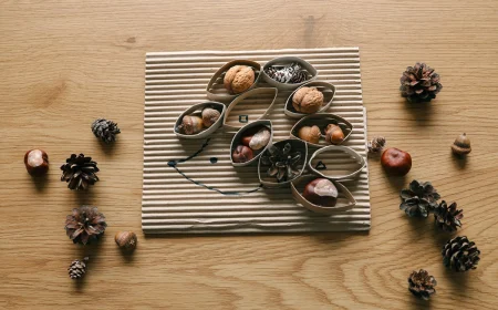 Igel mit Walnüssen, Zapfen, Kastanien und Eicheln gestalten