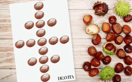 Kastanien legen mit Vorlagen zum Spielerischen Lernen für Kinder