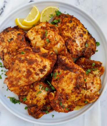 knusprige knochenlose hähnchenschenkel (pollo fino) aus dem airfryer mit marinade