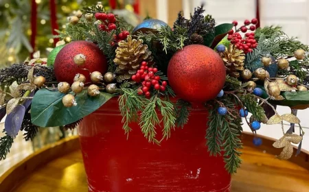 kübel weihnachtlich dekorieren in rot und gold