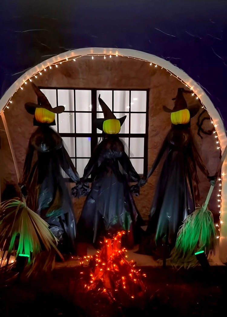 Lebensgroße Hexe mit PVC-Rohren, Schwimmnudeln und Müllsäcken basteln