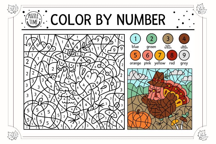 Malen nach Zahlen Truthahn für Herbst