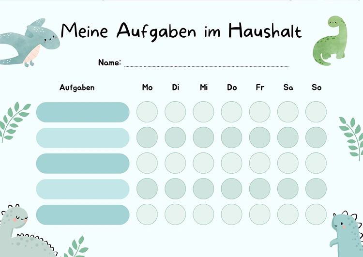 meine aufgaben im haushalt vorlage kostenlos kinder