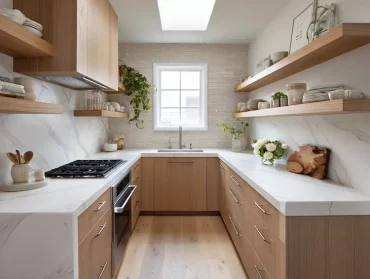 Moderne Küche mit Holzfronten gestalten in U-Form