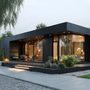 Modernes Einfamilienhaus mit Sandwichpaneelen als Dämmung an der Fassade