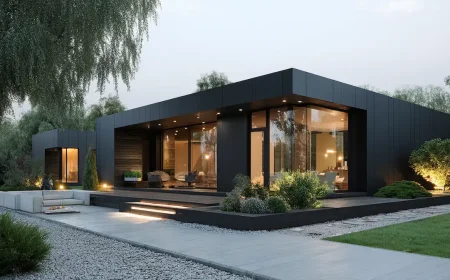 Modernes Einfamilienhaus mit Sandwichpaneelen als Dämmung an der Fassade