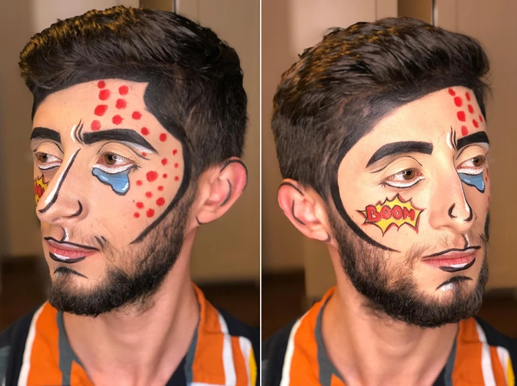 Pop-art Schminkidee für Männer - Schnell und einfach