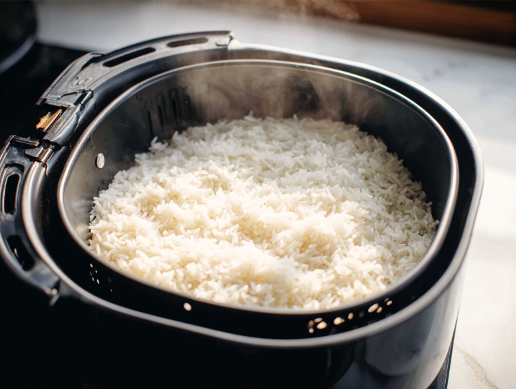 reis kochen im backblech in der heißluftfritteuse