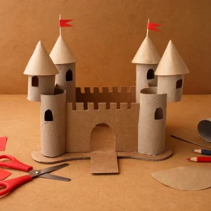 Ritterburg basteln mit Klorollen, Pappe und Karton