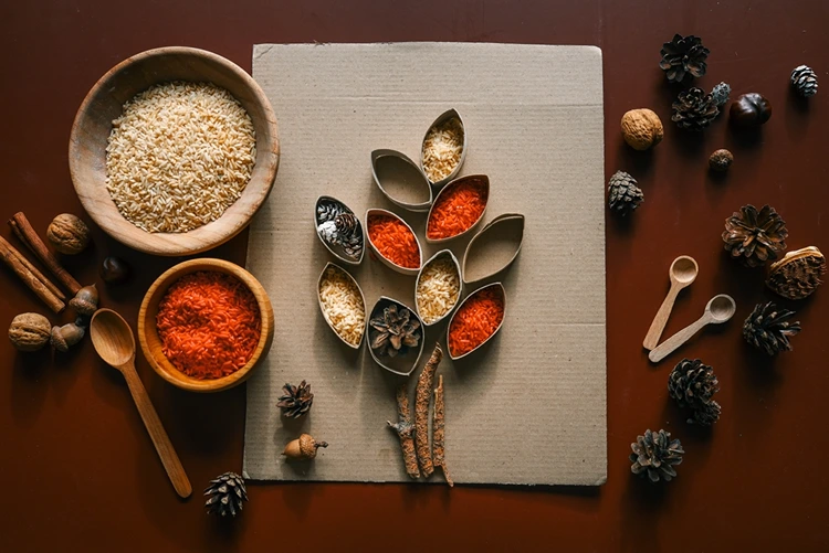 Schöner Herbstbaum aus Klorollen für Montessori im Herbst