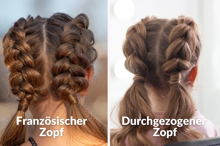 vergleich französischer zopf und durchgezogener zopf