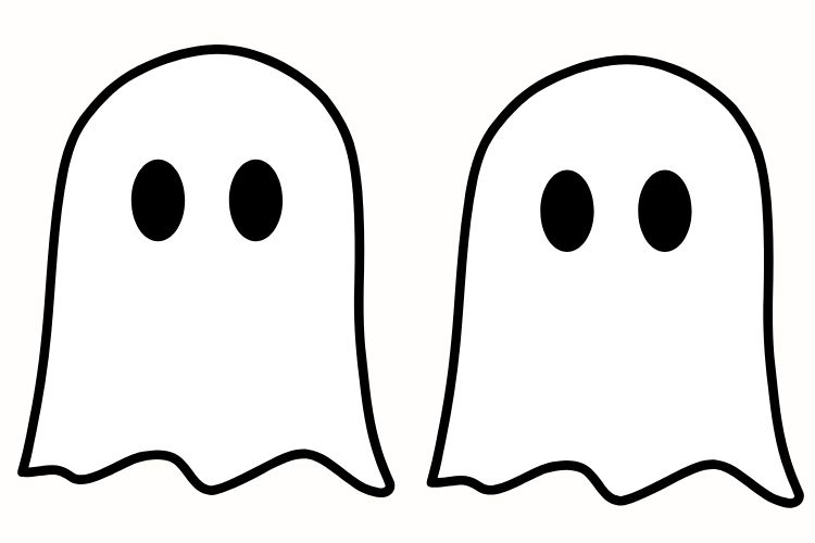 Vorlage für Gespenster aus Tonkarton und Dekobändern
