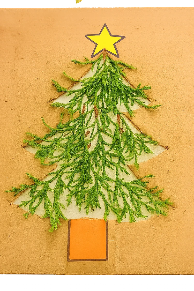 basteln mit kleinkindern 1 jahr weihnachten tannenbaum kartonfesnter mit klebeband