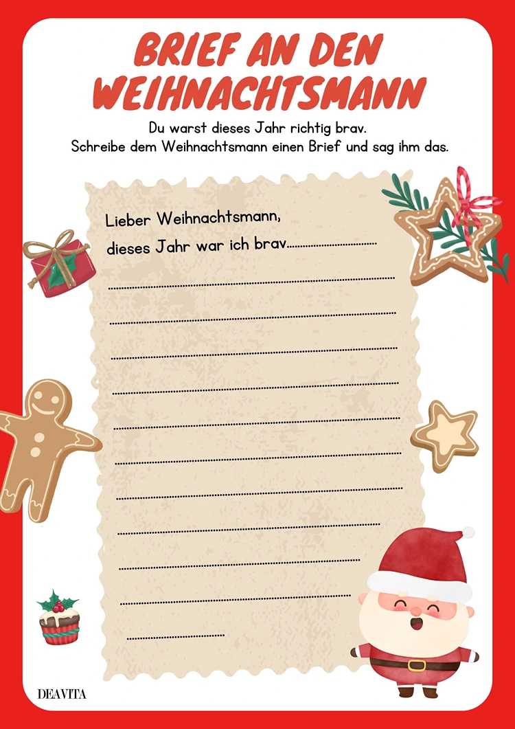brief an den weihnachtsmann kostenlose vorlage