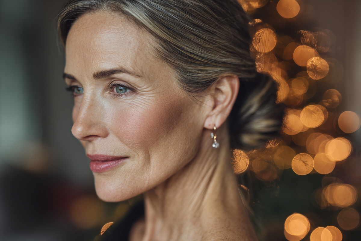 elegante, einfache frisur für die weihnachtsfeier